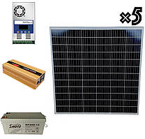 Сонячна автономна електростанція 1000W: панелі 850W + інвертор 1000W (макс 2000W) чистий синус + MPPT 60A та АКБ 12V 200Ah (2400W)
