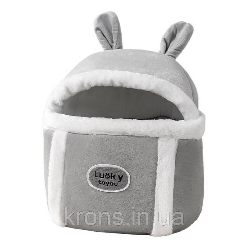Рюкзак-переноска для кішок 2308SXMJ2582HA10 Кролик утеплений із кишенею для рук Gray M, фото 1