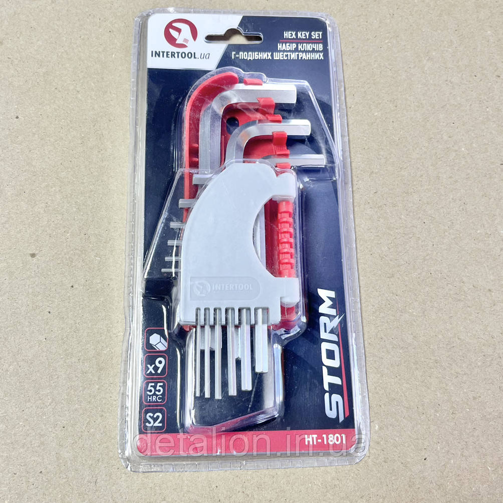 Набір Г-подібних шестигранних ключів 9 шт., 1,5-10 мм Small INTERTOOL HT-1801, фото 1