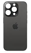 Задня кришка iPhone 15 чорна, з рамкою, в комплекті скло камери, магнітне кільце, оригінал PRC