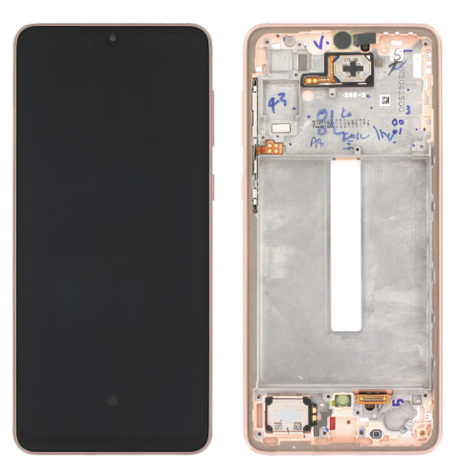 Дисплей (екран) для Samsung A336 Galaxy A33 5G чорний, OLED (Small LCD), з рамкою золотистого кольору, Peach, фото 1