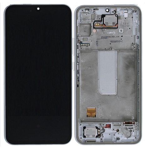 Дисплей (екран) для Samsung A346 Galaxy A34 чорний, OLED (Small LCD), з рамкою сріблястого кольору, Silver, фото 1