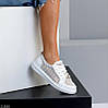 Базові білі прошиті кеди натуральна шкіра текстильна сітка, фото 8