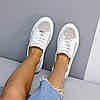 Базові білі прошиті кеди натуральна шкіра текстильна сітка, фото 10