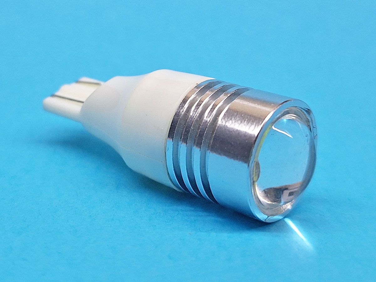 Світлодіодна лампа T15 W2, 1x9, 5d 3 SMD 12V WHITE з лінзою