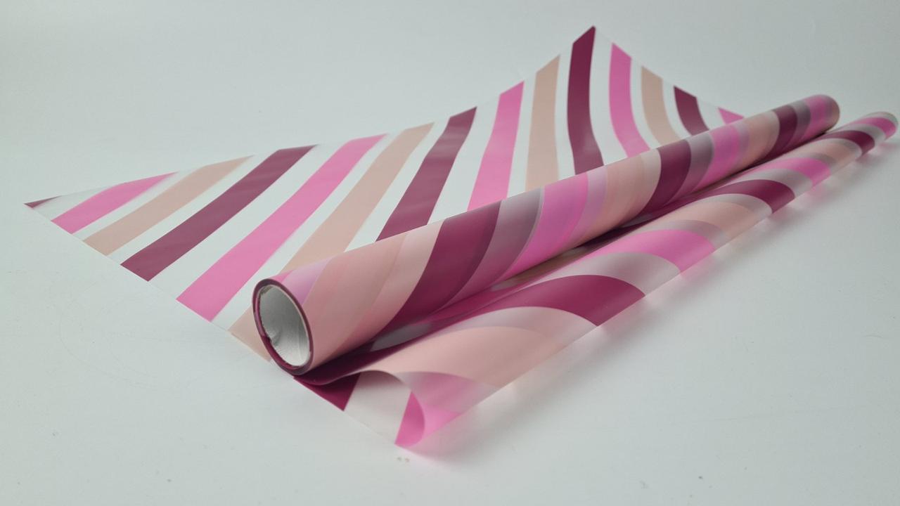 Рулон 8 м тонований матовий (77) плівка для квітів (h660) No 5 коса смуга рожево-бордо (1 шт.), фото 1