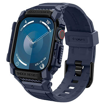 Чохол і ремінець Spigen для Apple Watch 10 (46mm) - Rugged Armor Pro 2 in 1, Navy Blue (ACS08606)