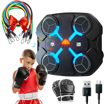 Тренажер для боксу 32×27см + Подарунок Набір трубчастих еспандерів 5шт / Настінна боксерська мішень з музикою