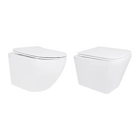 Акційний набір: Унітаз підвісний Jay Ultra Quiet QT07335177W 485х360х320 + Tern Ultra Quiet QT17332303ASW