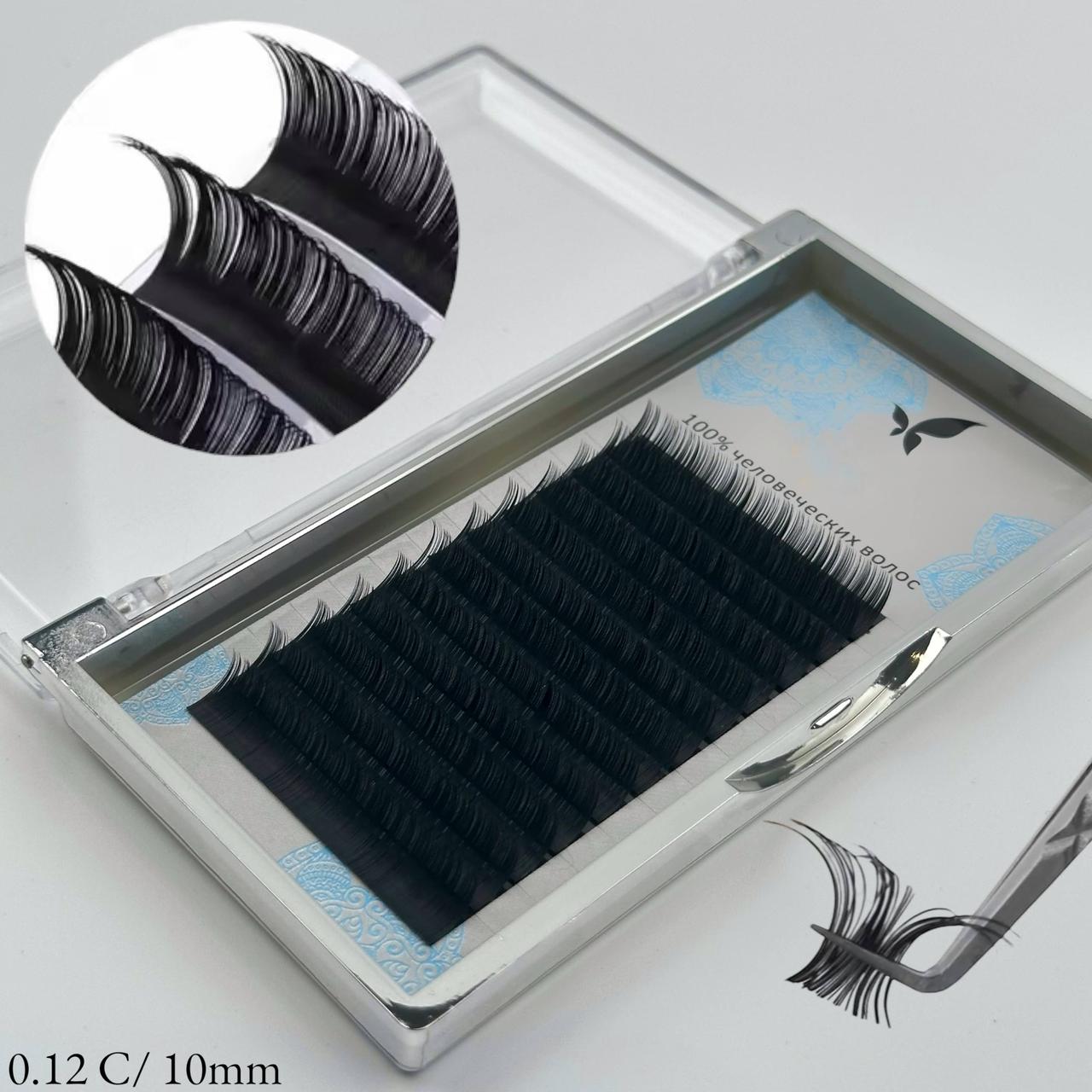 Вії на стрічці (С 0.12, 10мм) для нарощування чорні, 12 ліній, фото 1