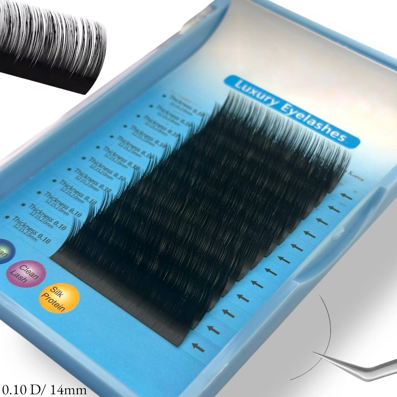 Вії на стрічці (D 0.10, 14мм) для нарощування чорні, 12 ліній, фото 1