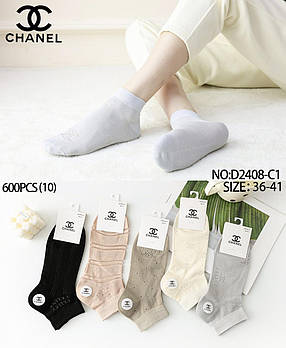 Набір з 5 пар коротких тонких жіночих шкарпеток з прозорими вставками ch