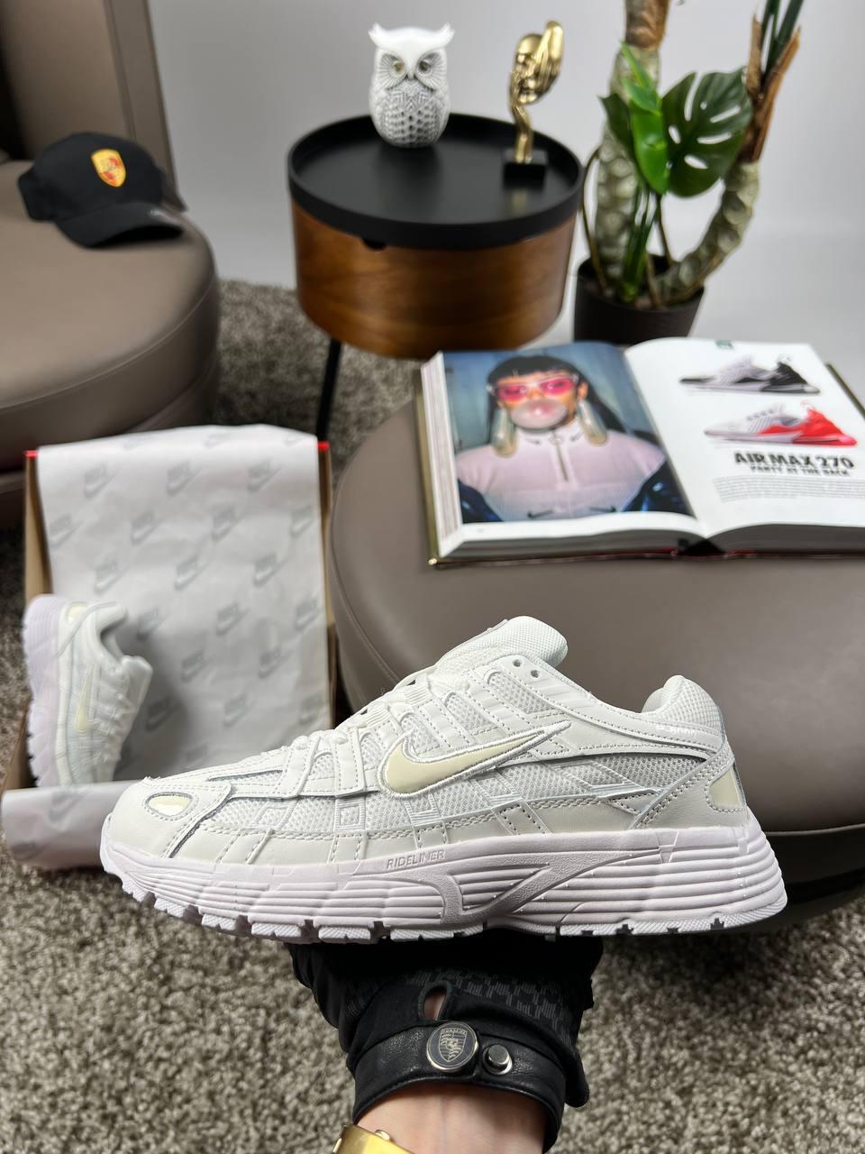 Жіночі шкіряні текстиль кросівки Nike P-6000 W White, кеди жіночі Найк білі весна осінь. Жіноче взуття