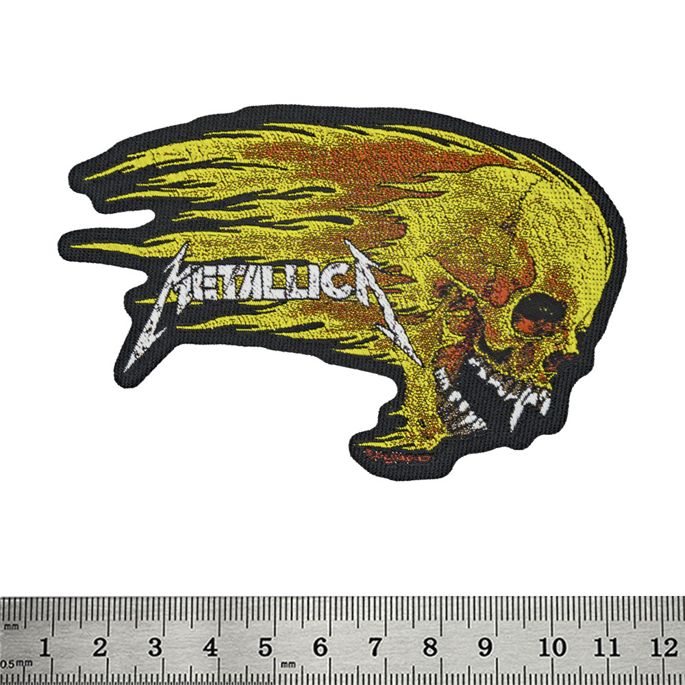 Нашивка ткана METALLICA - FLAMING SKULL CUT OUT (ofp-161), фото 1