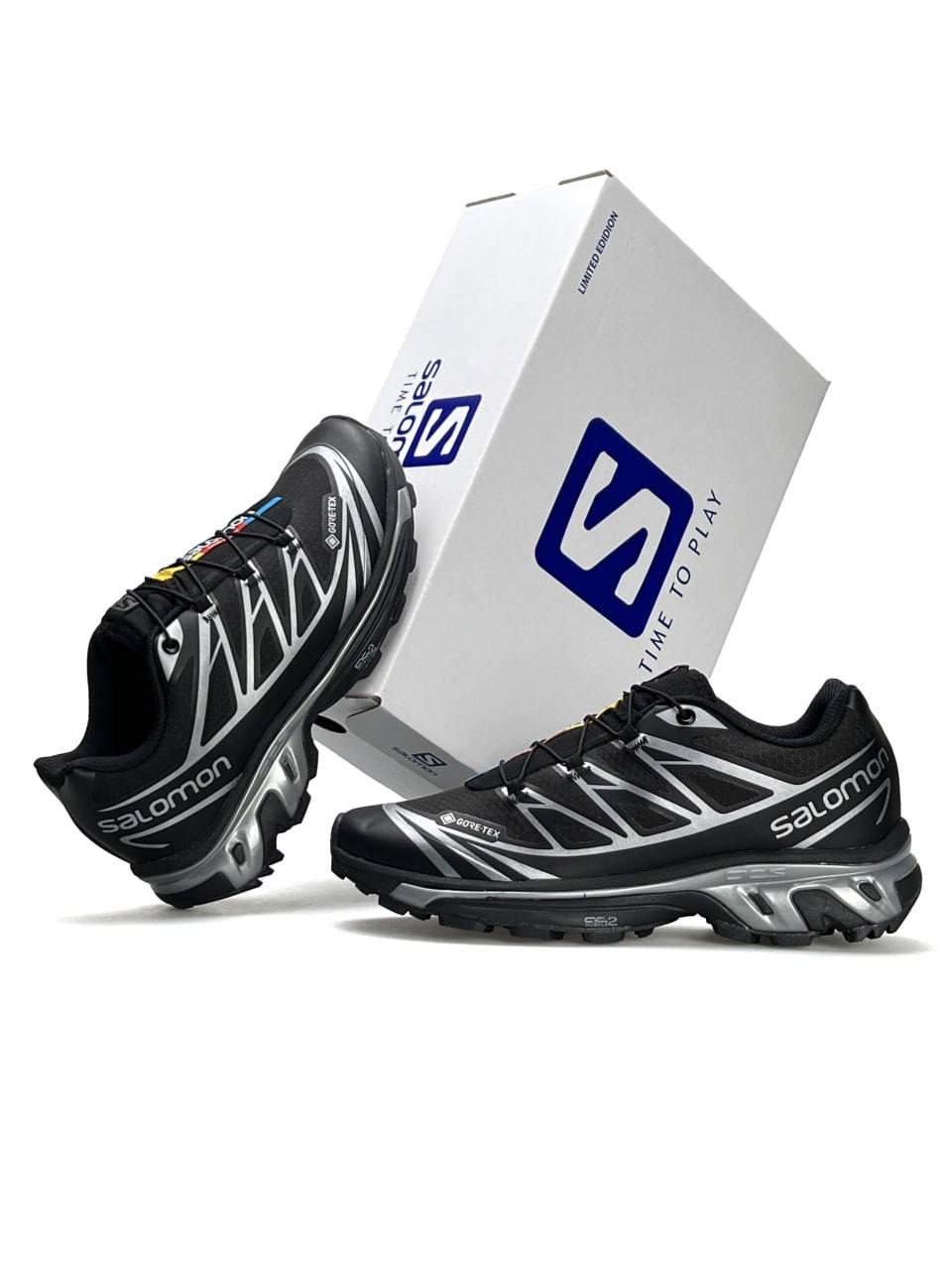 Чоловічі кросівки нейлон текстиль Salomon XT-6 ADV GTX Black Silver, кеди Соломон чорні. Чоловіче взуття