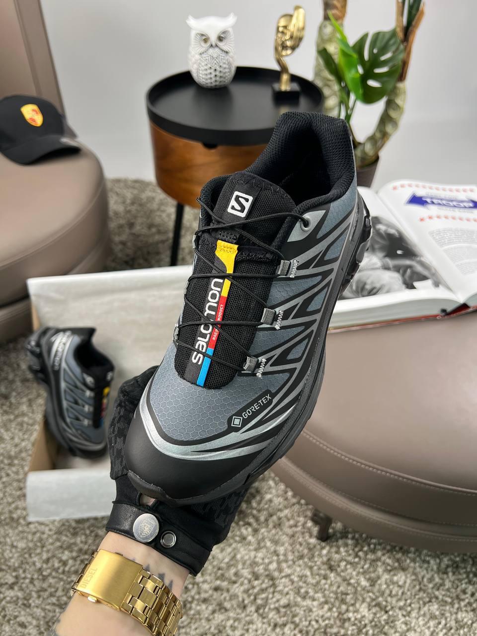 Чоловічі кросівки нейлон текстиль Salomon XT-6 ADV GTX Black Grey Silver, кеди Соломон чорні. Чоловіче взуття