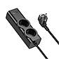 Мережевий подовжувач HOCO NS10 Wisdom 2-position (PD67W/3C1A) desktop socket (EU/GER) Black, фото 4