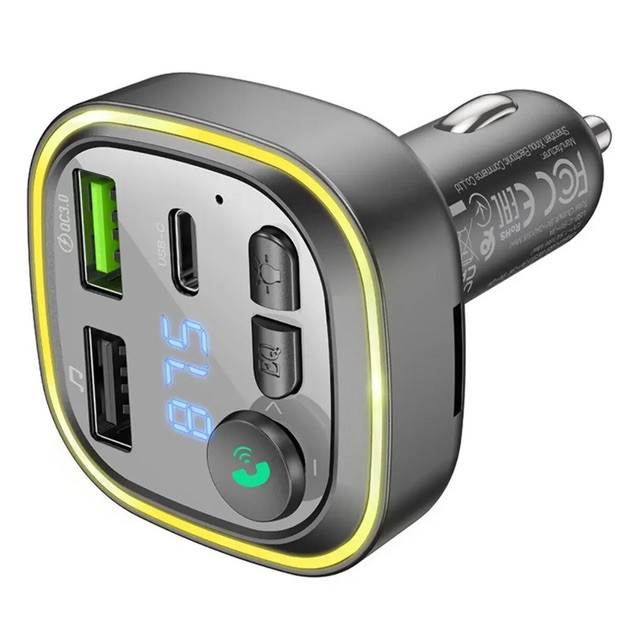 FM-трансмітер і ресивер для авто BOROFONE BC48 Broad з підтримкою QC3.0 Bluetooth 5.0 потужність 18 W Black