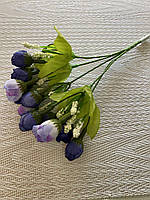 Штучна квітка розочки Сині + бузкові в букеті 25 см.