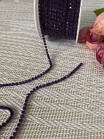 Стразова цепочка Фіолетовий камінь 2мм в фіолетовій оправі (1 метр),