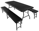 Набір садових меблів стіл 180 см + 2 лавки чорний Gardlov 17966 Польща, фото 6