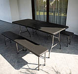 Набір садових меблів стіл 180 см + 2 лавки чорний Gardlov 17966 Польща, фото 2