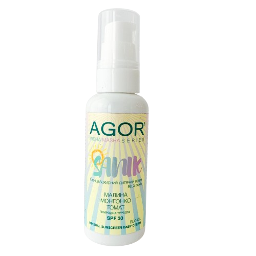 Дитячий сонцезахисний крем SANIK SPF 30 для дітей від 3 років AGOR 60 мл