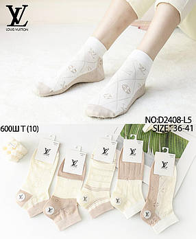 Набір з 5 пар коротких тонких жіночих шкарпеток з прозорими вставками LV