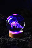 Нічник скляна куля "Тритон" 8см. Нічник що змінює колір, фото 3