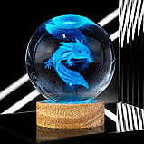 Нічник скляна куля "Тритон" 8см. Нічник що змінює колір, фото 2