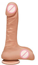 Фалоїмітатор Doc Johnson The D — Super D — 9 Inch With Balls — ULTRASKYN, діаметр 6,4 см