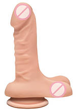 Фалоїмітатор Doc Johnson The D — Super D — 6 Inch With Balls — ULTRASKYN — White, діаметр 3,8 см