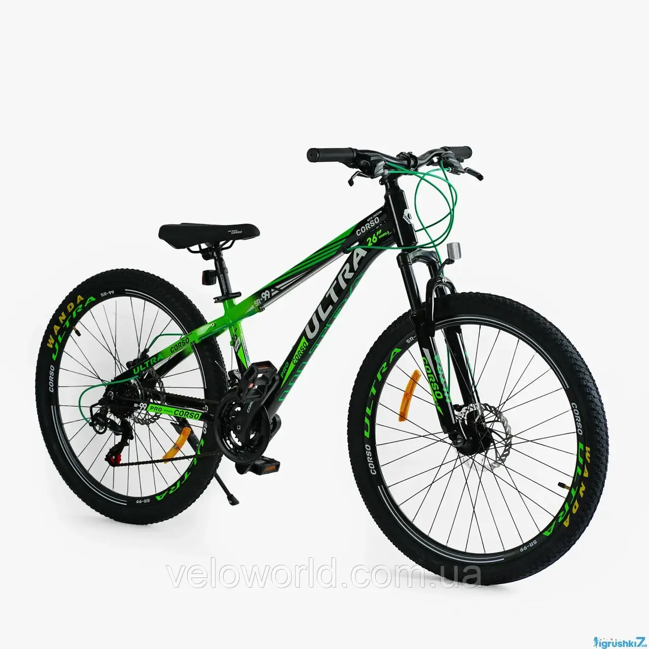 Велосипед спортивний CORSO «ULTRA» 26" дюймів UL-26654 (1) рама алюмінієва 13", обладнання Shimano 21