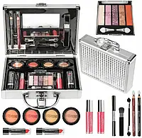 Набір декоративної косметики в алюмінієвому кейсі з дзеркалом Makeup set MC1488 Сріблястий