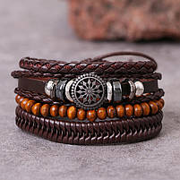 Браслет шкіряний "Сонце" Type W Brown, фото 8