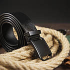 Ремінь чоловічий з пряжкою матовою Vintage 20269 Чорний, фото 5