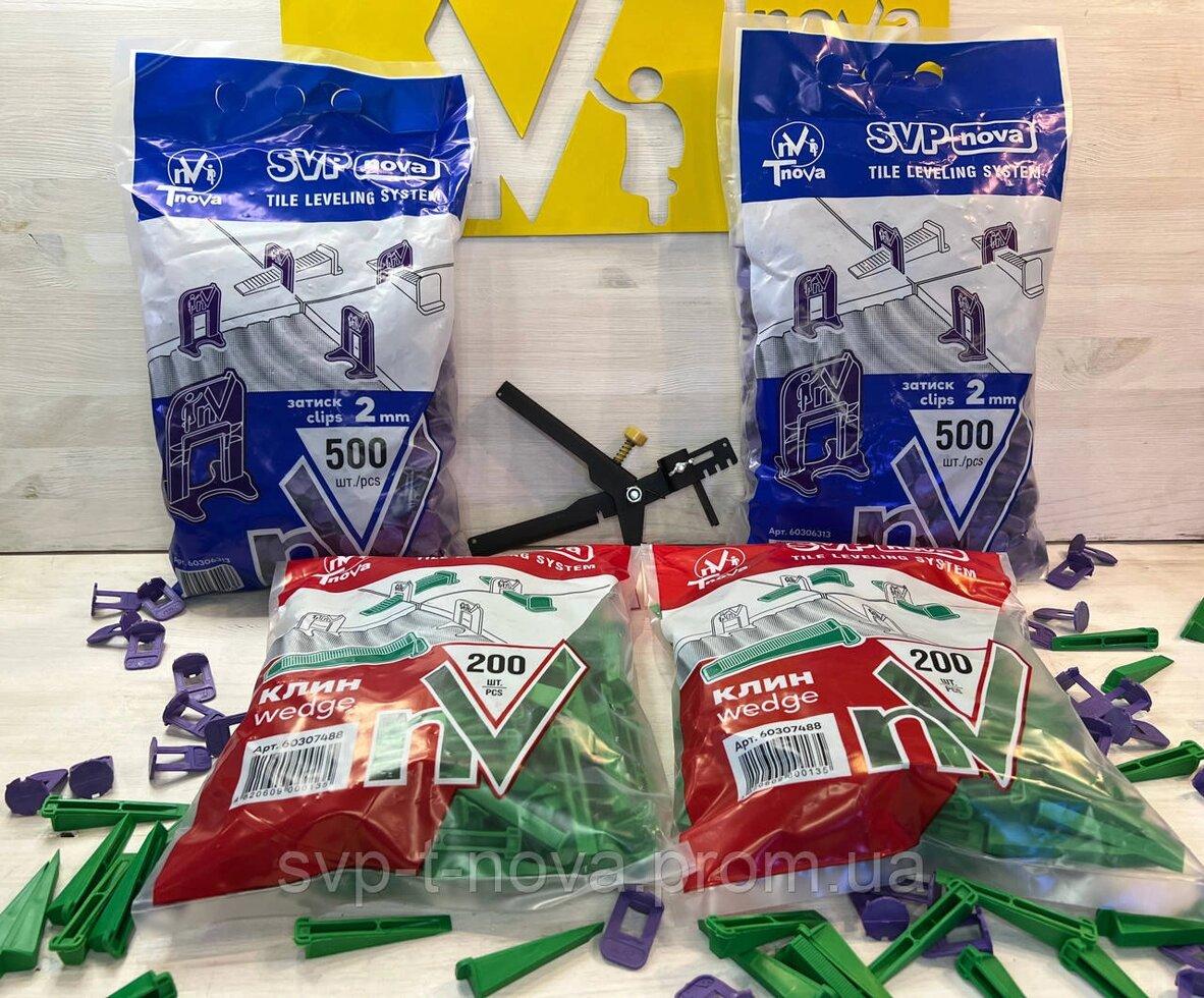Комплект свп "SVP-noVa" 1000 Затискач 1,1.5,2 мм (на вибір)+ 400 Клин + Інструмент металевий Код/Артикул 1, фото 1