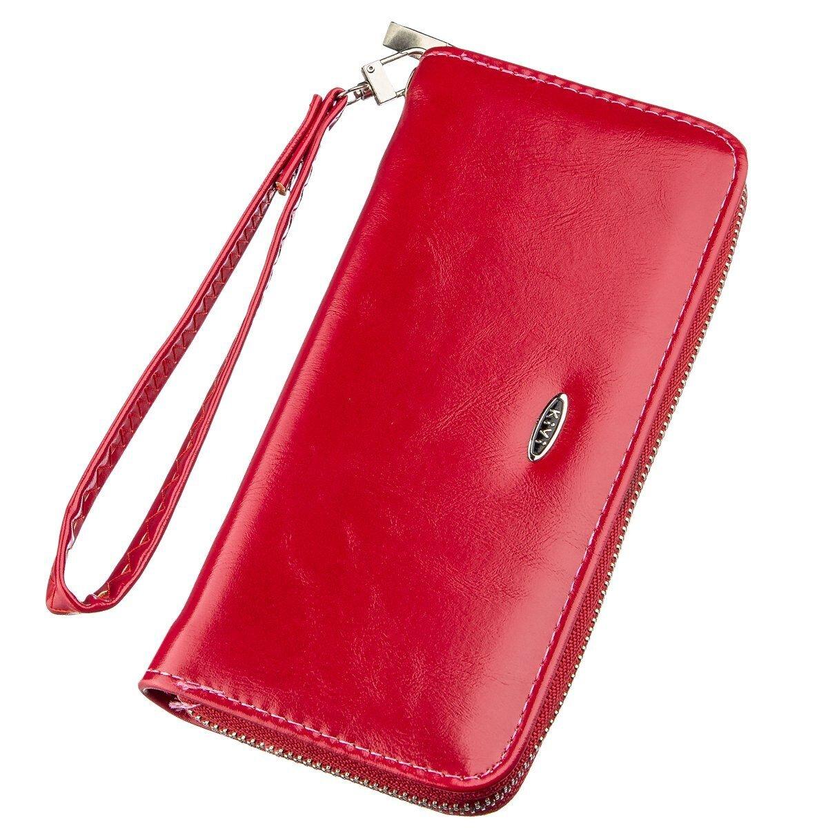 Гаманець жіночий на одну блискавку з екокожі гладкий KIVI 19037 Рожевий, фото 1