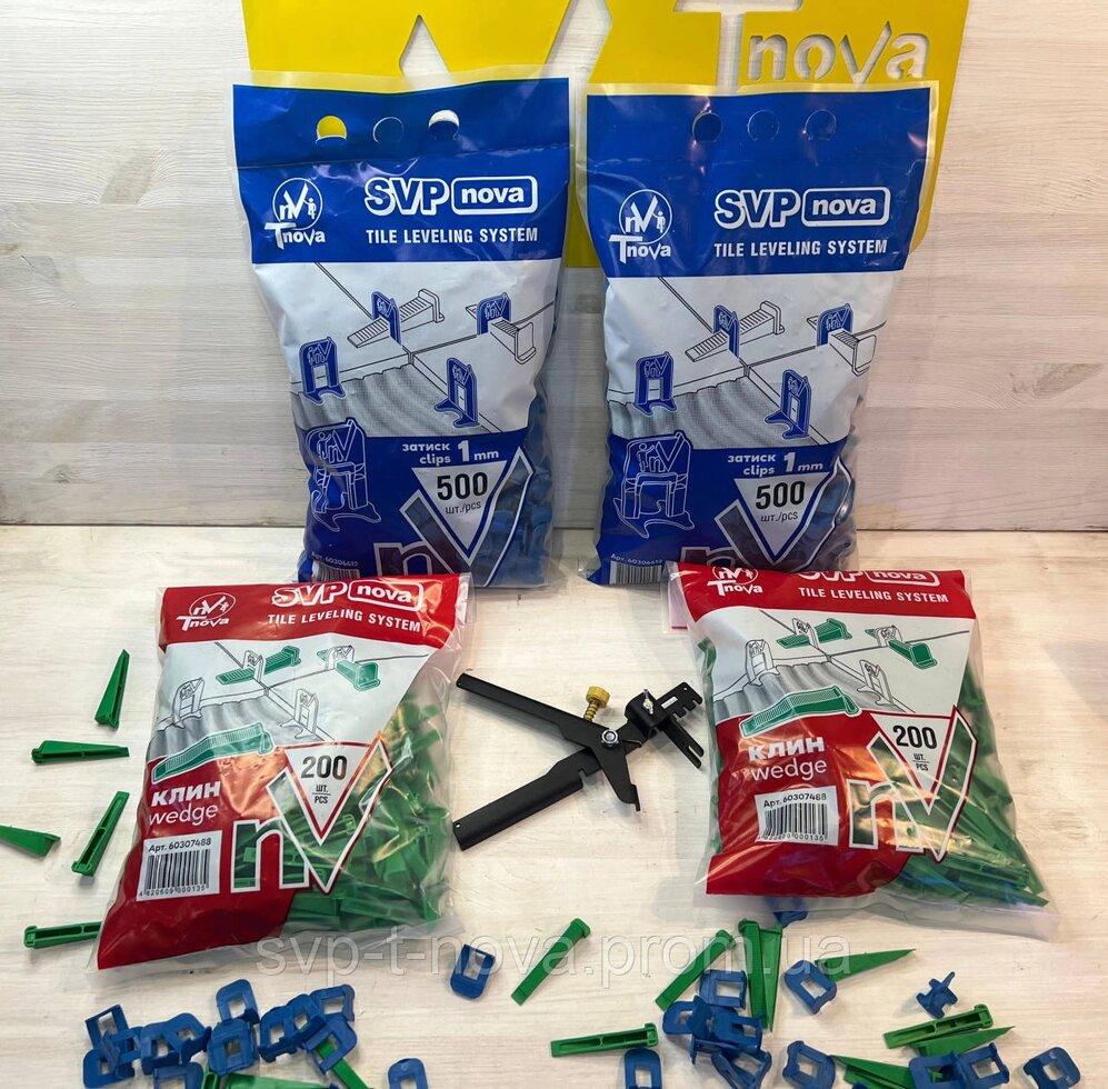 Комплект свп "SVP-noVa" 1000 Затискач 1,1.5,2 мм (на вибір)+ 400 Клин + Інструмент металевий Код/Артикул 1, фото 1