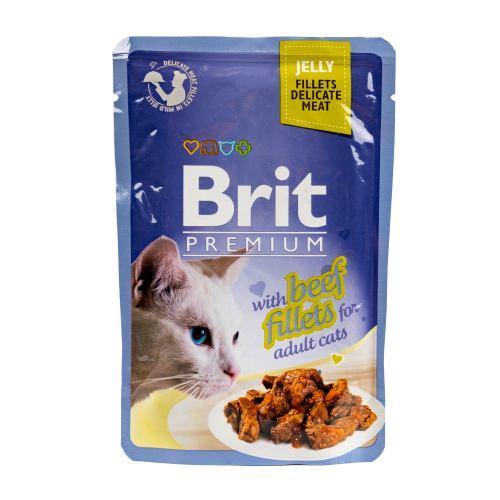 Вологий корм Brit Premium Cat Pouch для котів, філе яловичини в желе, 85 г (*)