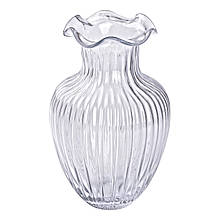 Декоративна скляна ваза, прозора фігурна ваза 24,5 см
