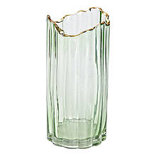 Ваза із зеленого скла із золотим обідком 24,5 см для дому декоративна