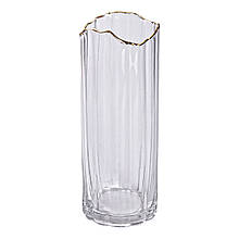 Ваза із прозорого скла із золотим обідком 29,5 см декоративна домашня ваза