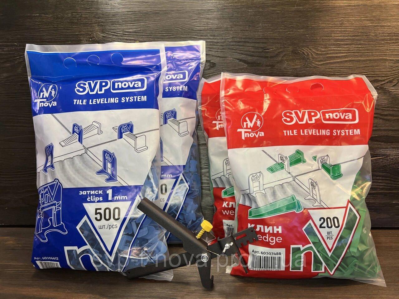 Комплект свп "SVP-noVa" 1000 Затискач 1,1.5,2 мм (на вибір)+ 400 Клин + Інструмент металевий Код/Артикул 1, фото 1