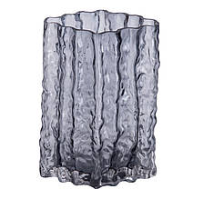 Ваза для квітів Crystal скляна під кришталь ліпний декор, прямокутна, 14,5 x 11 x 21 см.