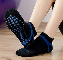 Чорно-сині шкарпетки для фітнесу, пілатесу, йоги.