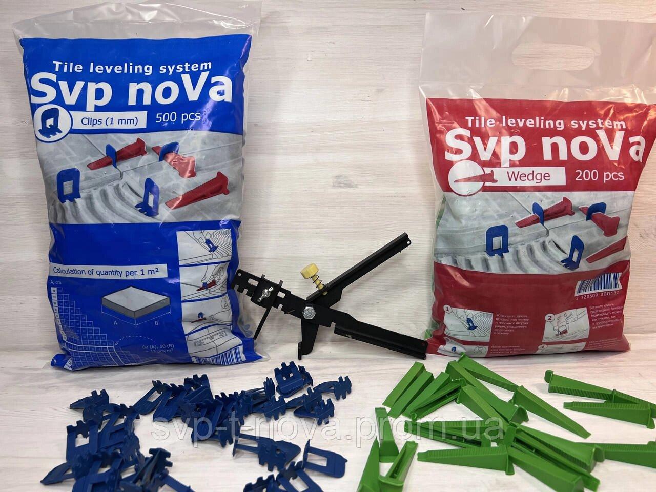 Система вирівнювання (укладки) плитки СВП NOVA 200 клинів + 500 затискачів 1 мм. + 1 металевий інструмент Код/Артикул 4, фото 1