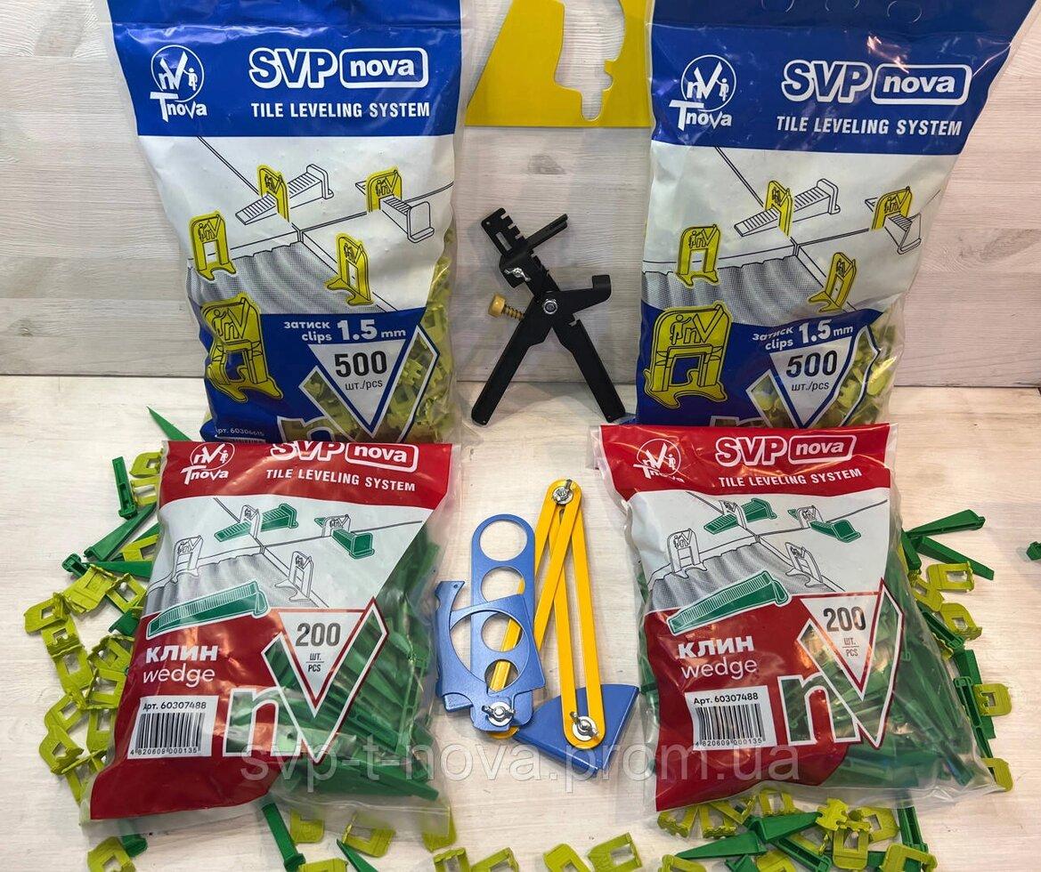 АКЦІЯ!! 1000 затискачів 1,5 мм + 400 клинів + 1 інструмент (метал) + шаблон для розмітки отворів. Код/Артикул 778527, фото 1