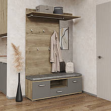 Прихожа Бруна з ДСП дуб білий/сіра мишка Світ Меблів