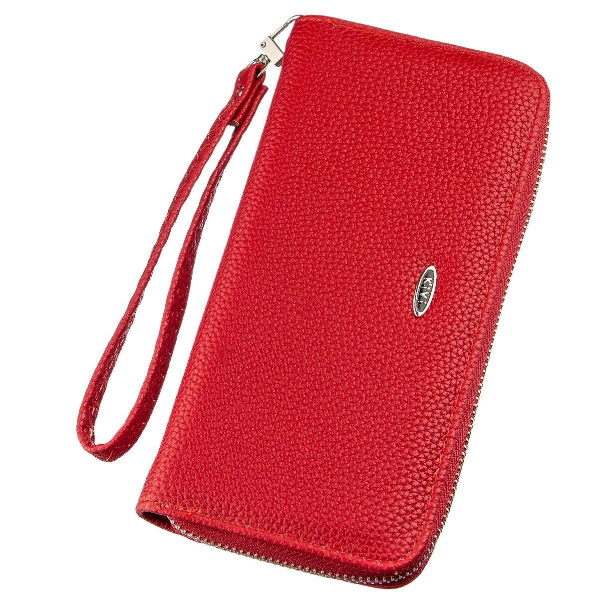 Гаманець жіночий на одну блискавку з екокожі флотар KIVI 19015 Червоний, фото 1